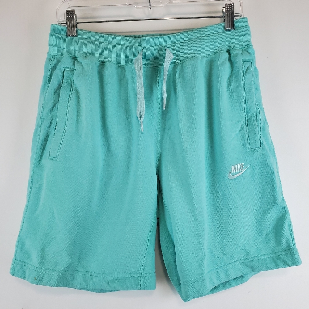 Nike Sportswear Mens Fleece Shorts Medium Blue Sweatshirt Knit Cotton Drawstring